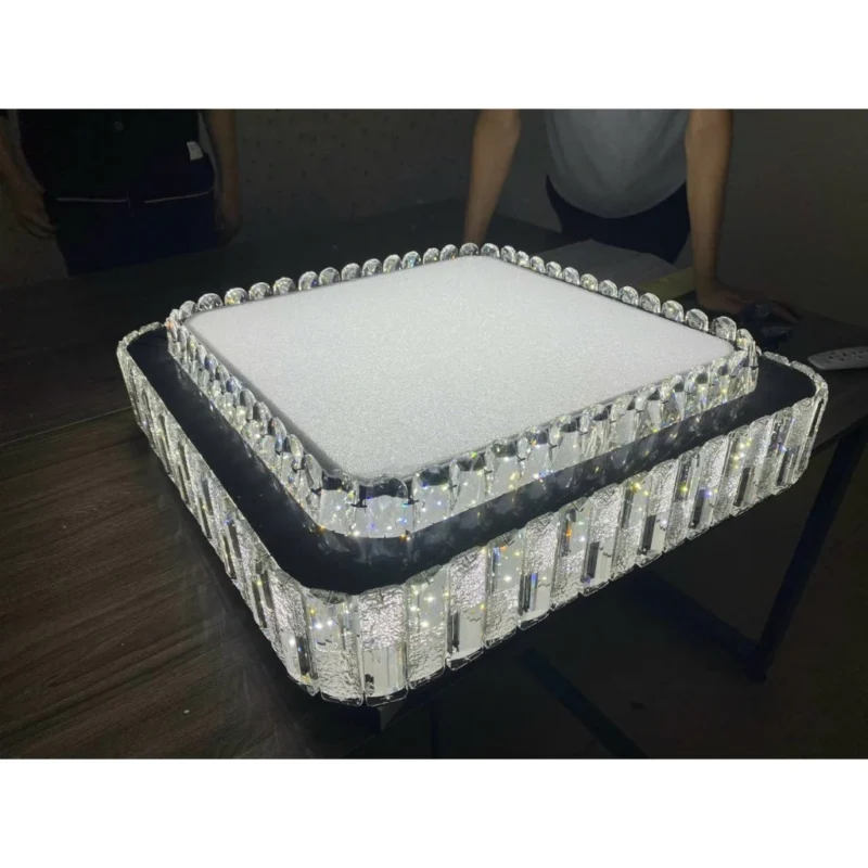 Đèn ốp trần pha lê hiện đại kèm bóng led chống loá cao cấp 3 màu ánh MÃ OP-01