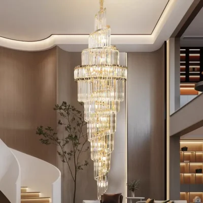 Đèn thả trần thông tầng 80cm*3000mm Đèn chùm Pha Lê thông tầng phòng khách - gác lửng - khách sạn - biệt thự sang trọng Mã TT-02