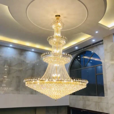 Đèn chùm pha lê lớn Thông Tầng sang trọng trang trí sảnh khách sạn biệt thự cung điện Mã TT-03