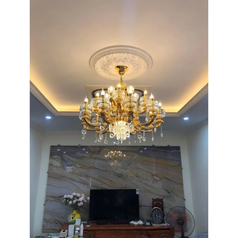 Đèn Chùm Pha lê Cao Cấp, Đèn Chùm Trang Trí Phòng Khách Hiện Đại Siêu Đẹp Tặng Kèm Bóng Led
